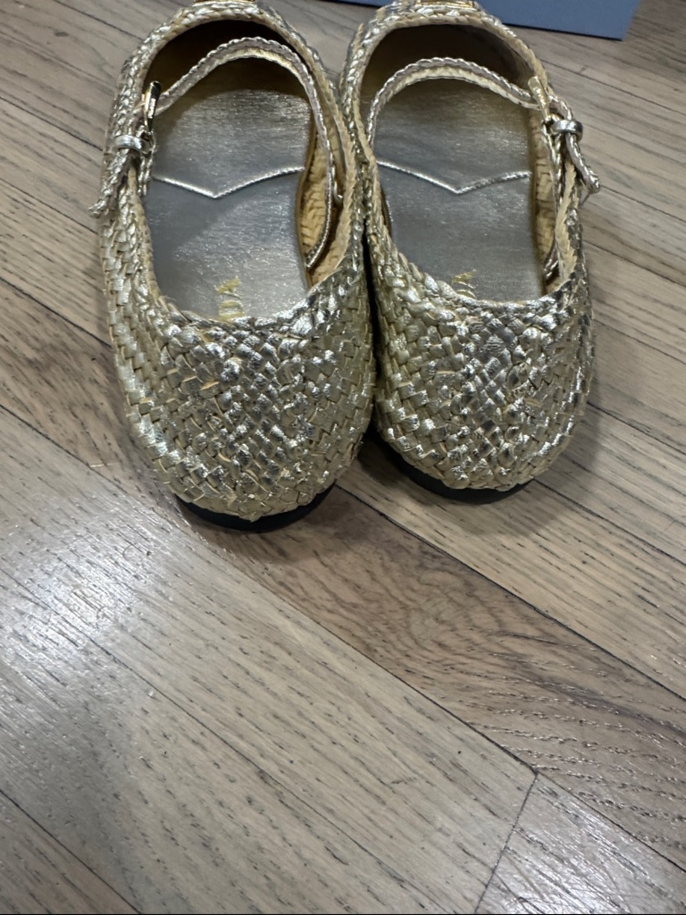 Authentic Prada Gold Woven Mary Jane Flats 38 nwt - Picture 11 of 12